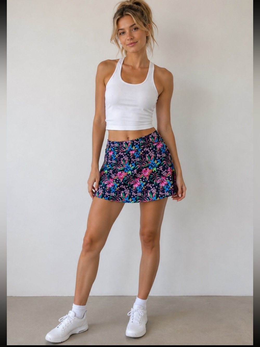 Gottex Floral Design Tennis Skirt  / Skort Pickle Ball  NWT Large 82.00
